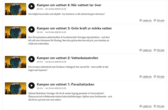 Skärmdump från SR P1 - Kampen om Vattnet