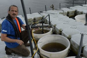 Juha Rankinen vid mesokosmerna