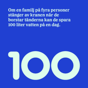 Bild med statistik på vattenbesparing om man stänger kranen när du borstar tänderna